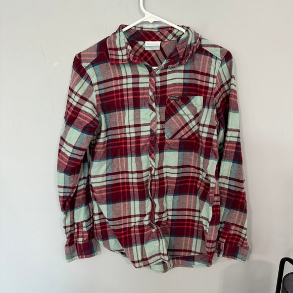 Columbia Sportswear Multicolor Red Button Down Flannel Top Women's Size Small - Picture 1 of 5